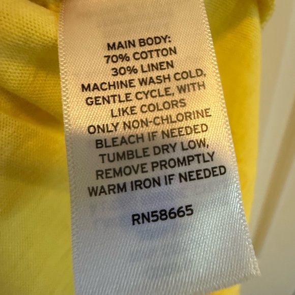 Caslon Yellow Short Sleeve flutter ruffle Tee linen cotton blend Medium NWOT - Picture 5 of 10